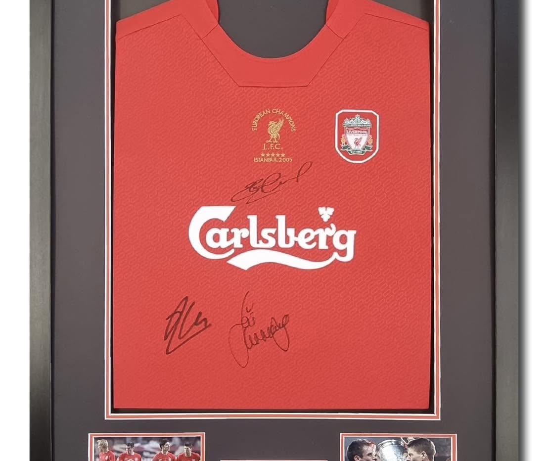 Framed signed Liverpool European Champions Istanbul 2005 shirt